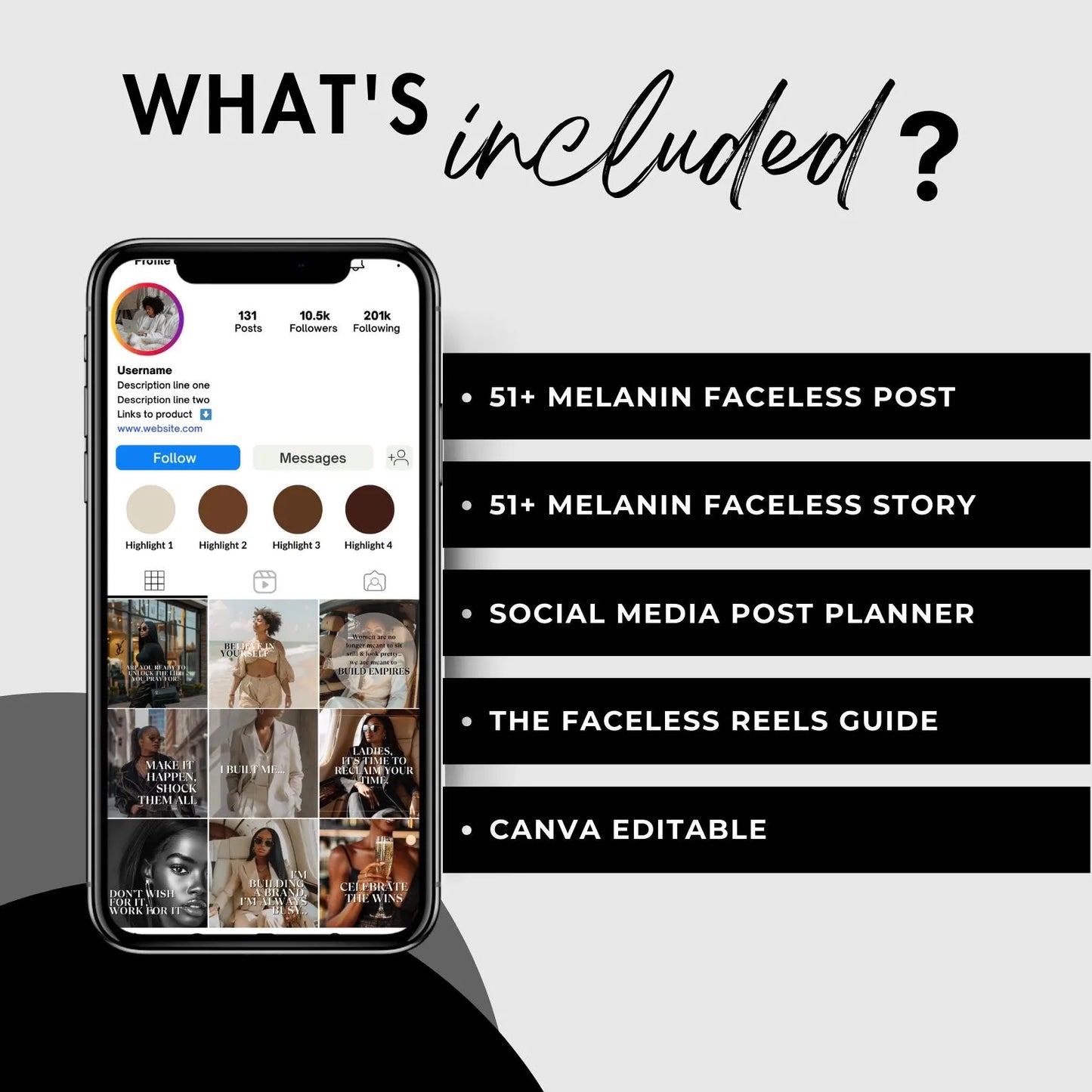 Melanin Faceless Instagram Posts Templates